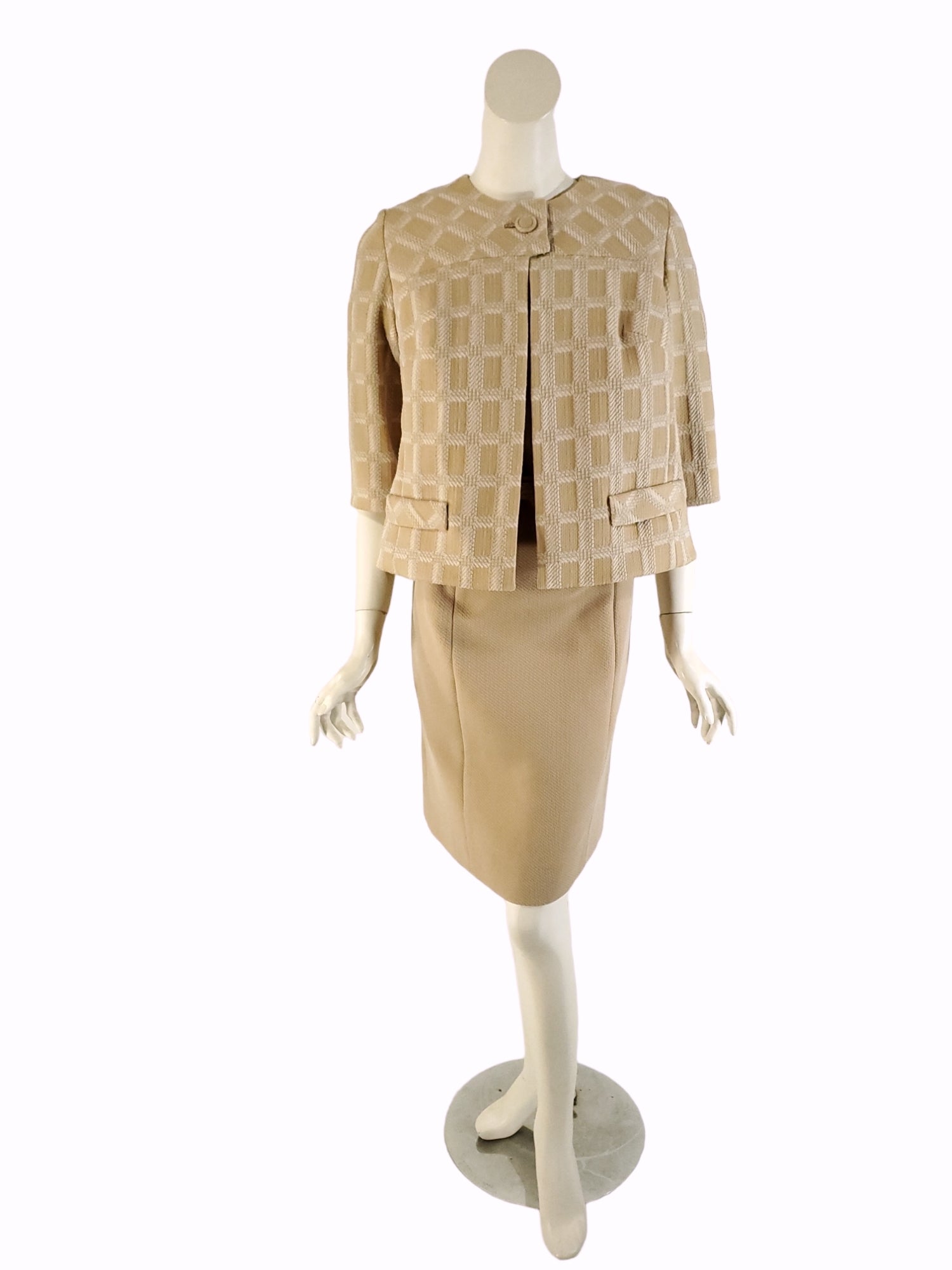 60s/70s Double Knit Dress & Jacket Set - med, LG 60s/70s Double Knit Dress & Jacket Set - med, LG