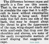 1929 newspaper article about wing-shaped scarves