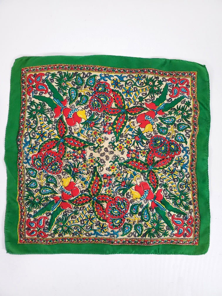 40s Ethnic Print Silk Scarf