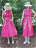 40s/50s Fuchsia Sundress - front views, with belt