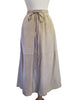 Close up view of 1980s taupe suede skirt
