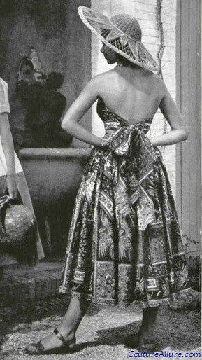 1940s Tie Back Sundress Convertible Backless Dress Tiki Ethnic