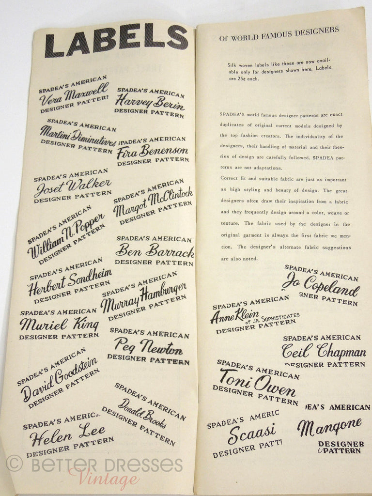 Spadea Examples 50s Spadea Patterns Book 12-13X from 1958 – Better Dresses Vintage