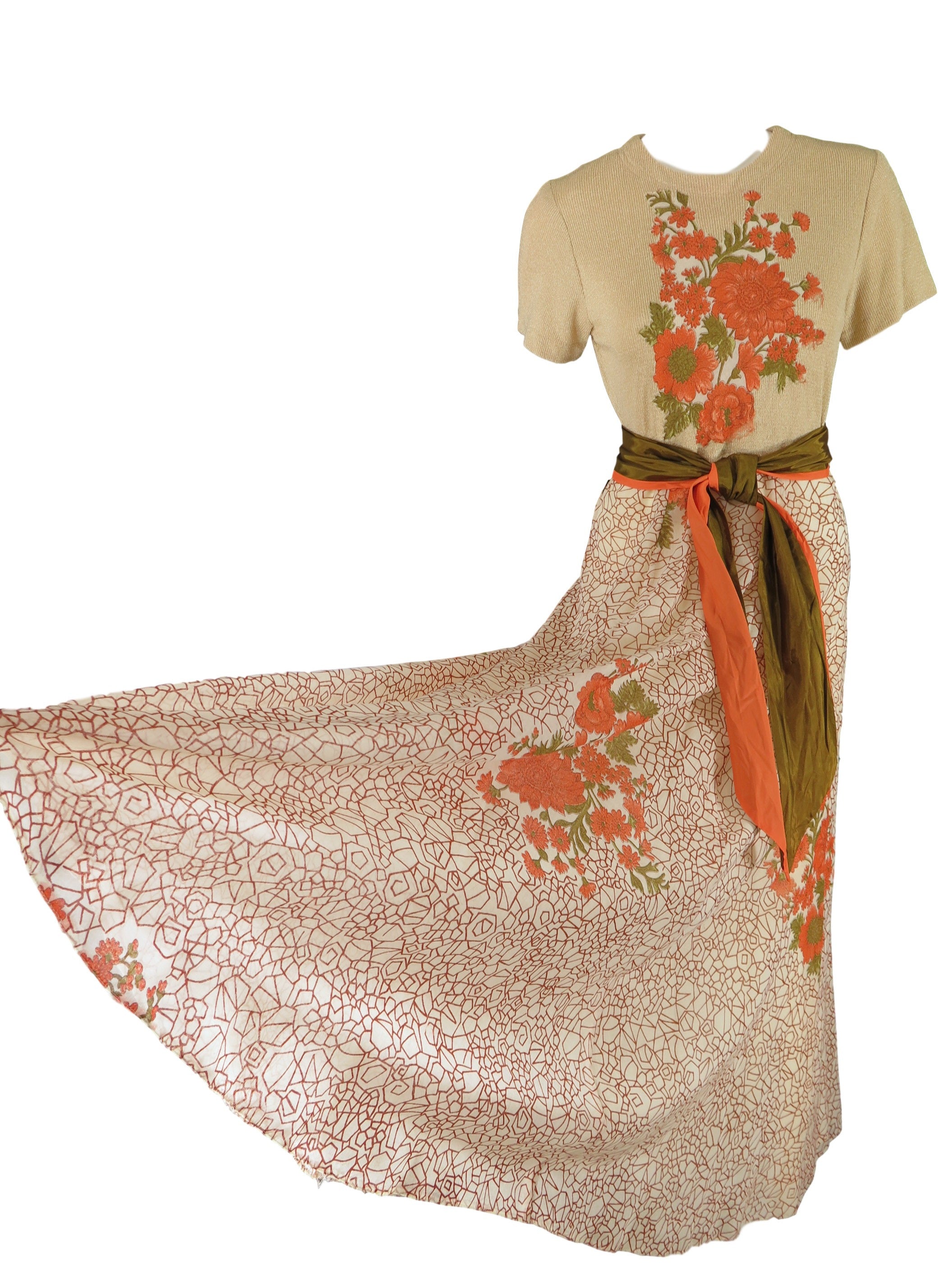 60s/70s Appliqud Maxi Dress - SM 60s/70s Appliqud Maxi Dress - SM
