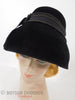 50s Black Fur Felt Mushroom Hat - front