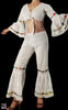 60s Mexican Crop Top and Bell Bottoms Set - on live model