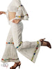 side view of Mexican Cotton Embroidered Crop Top and Bell Bottoms set