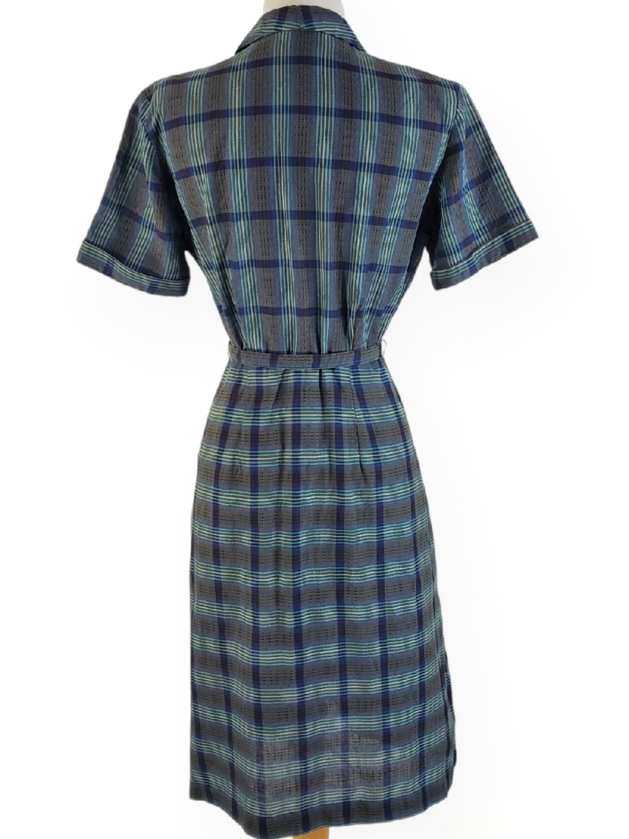 40s Shirtwaist Dress in Blue Plaid Better Dresses Vintage 40s Shirtwaist Dress in Blue Plaid Better Dresses Vintage