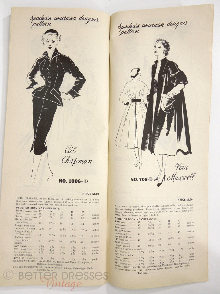 Spadea Examples 50s Spadea Patterns Book 12-13X from 1958 – Better Dresses Vintage
