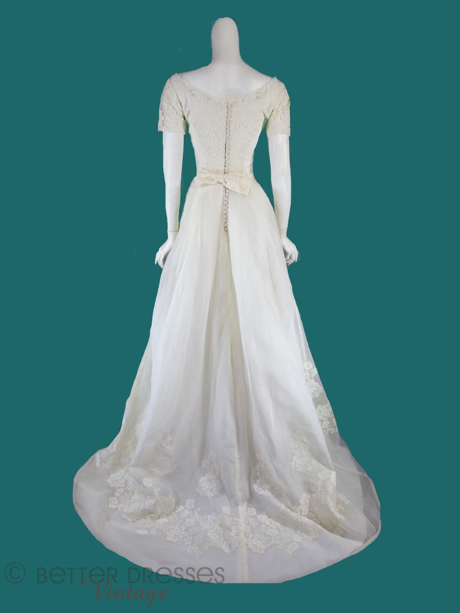 1960s Organza & Lace Wedding Gown With Train - sm Better Dresses Vintage 1960s Organza & Lace Wedding Gown With Train - sm Better Dresses Vintage