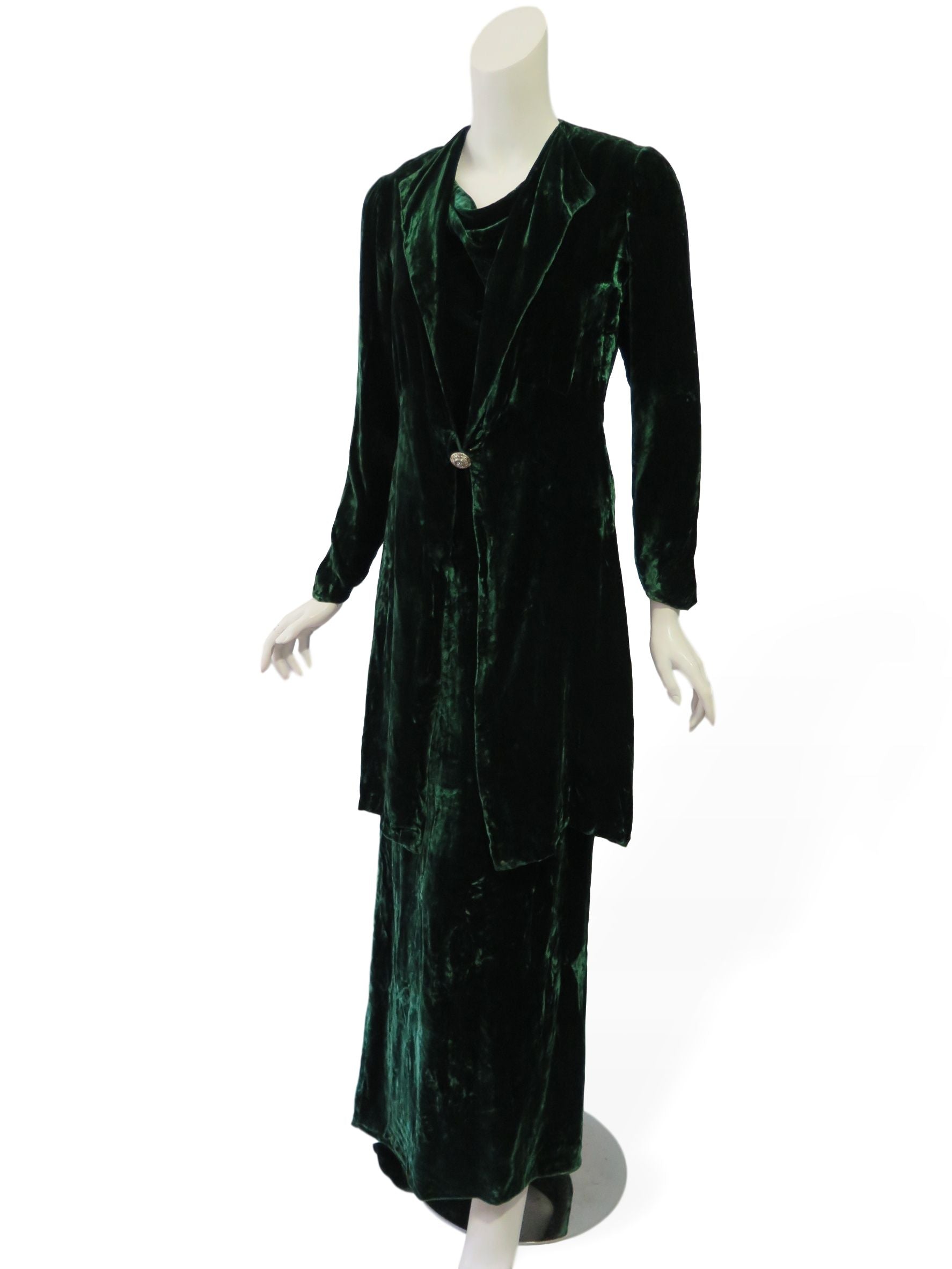 30s Gown & Jacket Set in Green Silk Velvet Better Dresses Vintage 30s Gown & Jacket Set in Green Silk Velvet Better Dresses Vintage