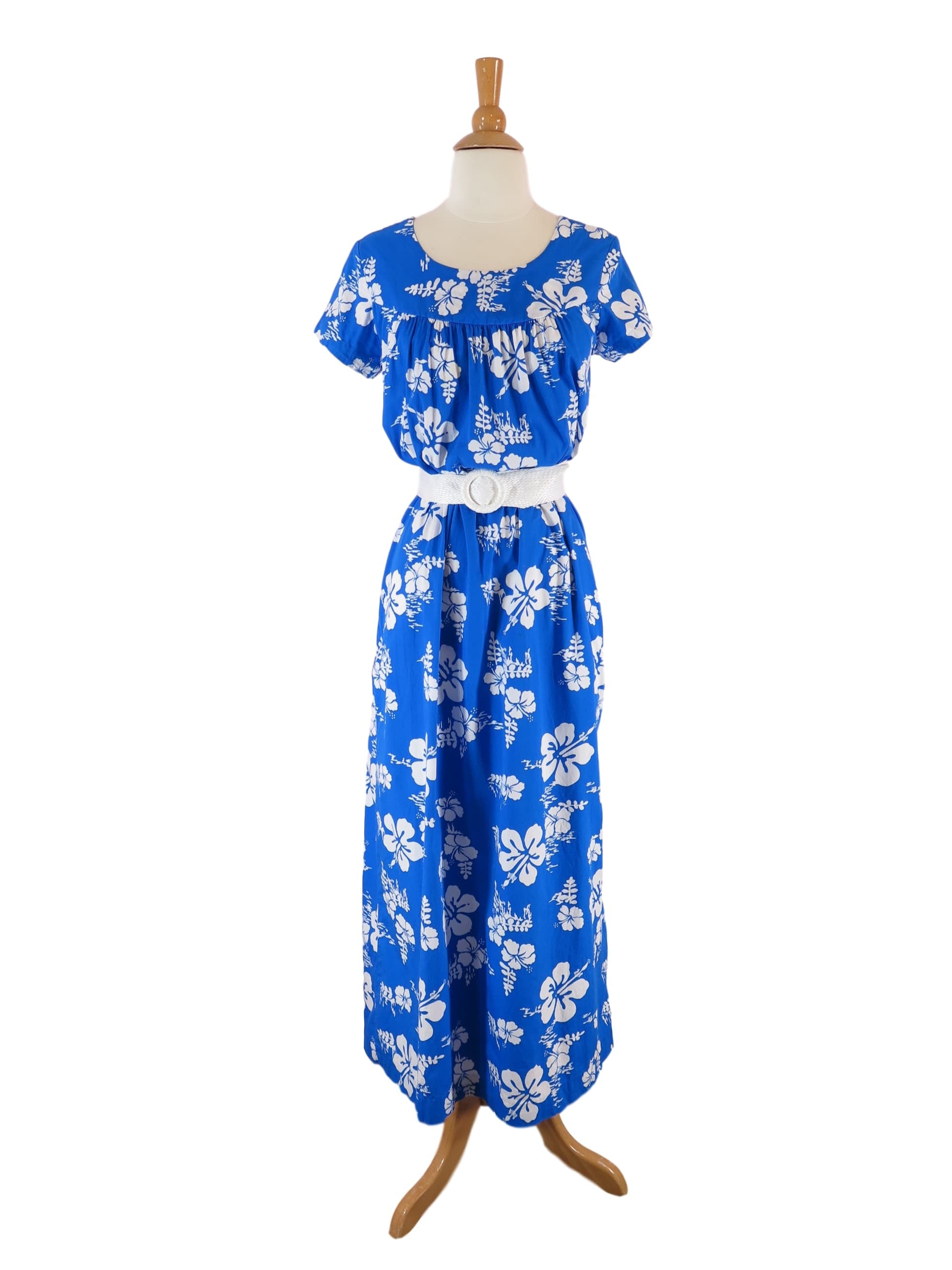70s Blue Cotton Hawaiian Dress Mu'u Mu'u - sm, med Better Dresses Vintage 70s Blue Cotton Hawaiian Dress Mu'u Mu'u - sm, med Better Dresses Vintage