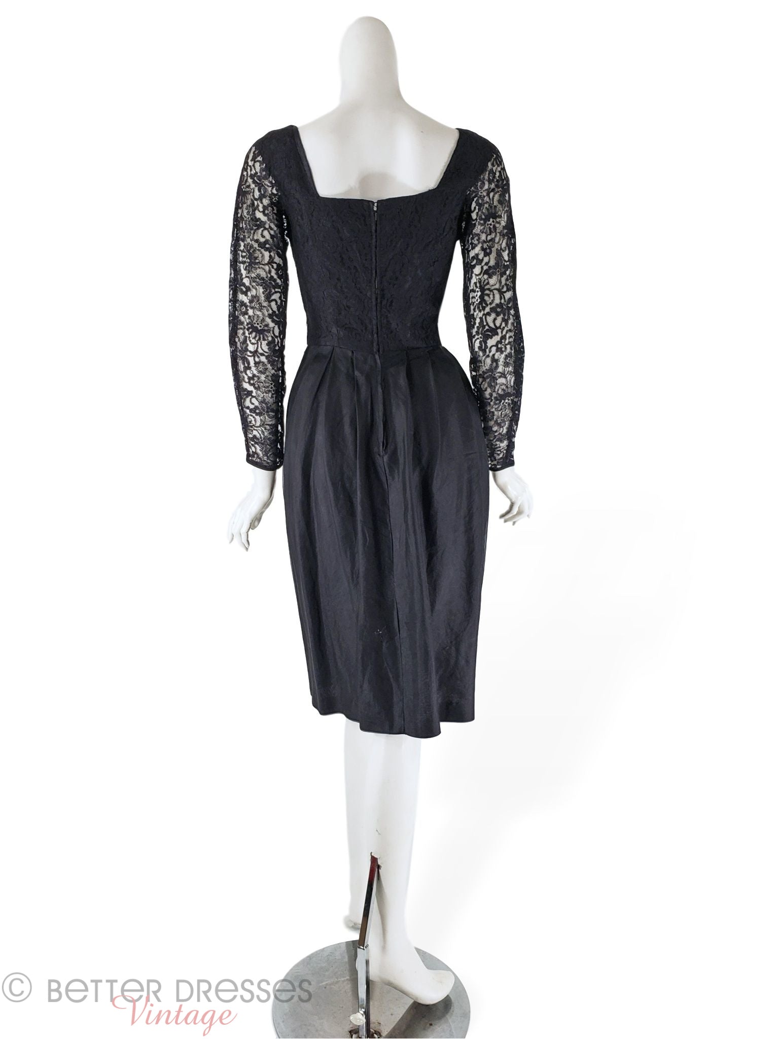 50s/60s Black Cocktail Dress With Lace Bodice - sm Better Dresses Vintage 50s/60s Black Cocktail Dress With Lace Bodice - sm Better Dresses Vintage