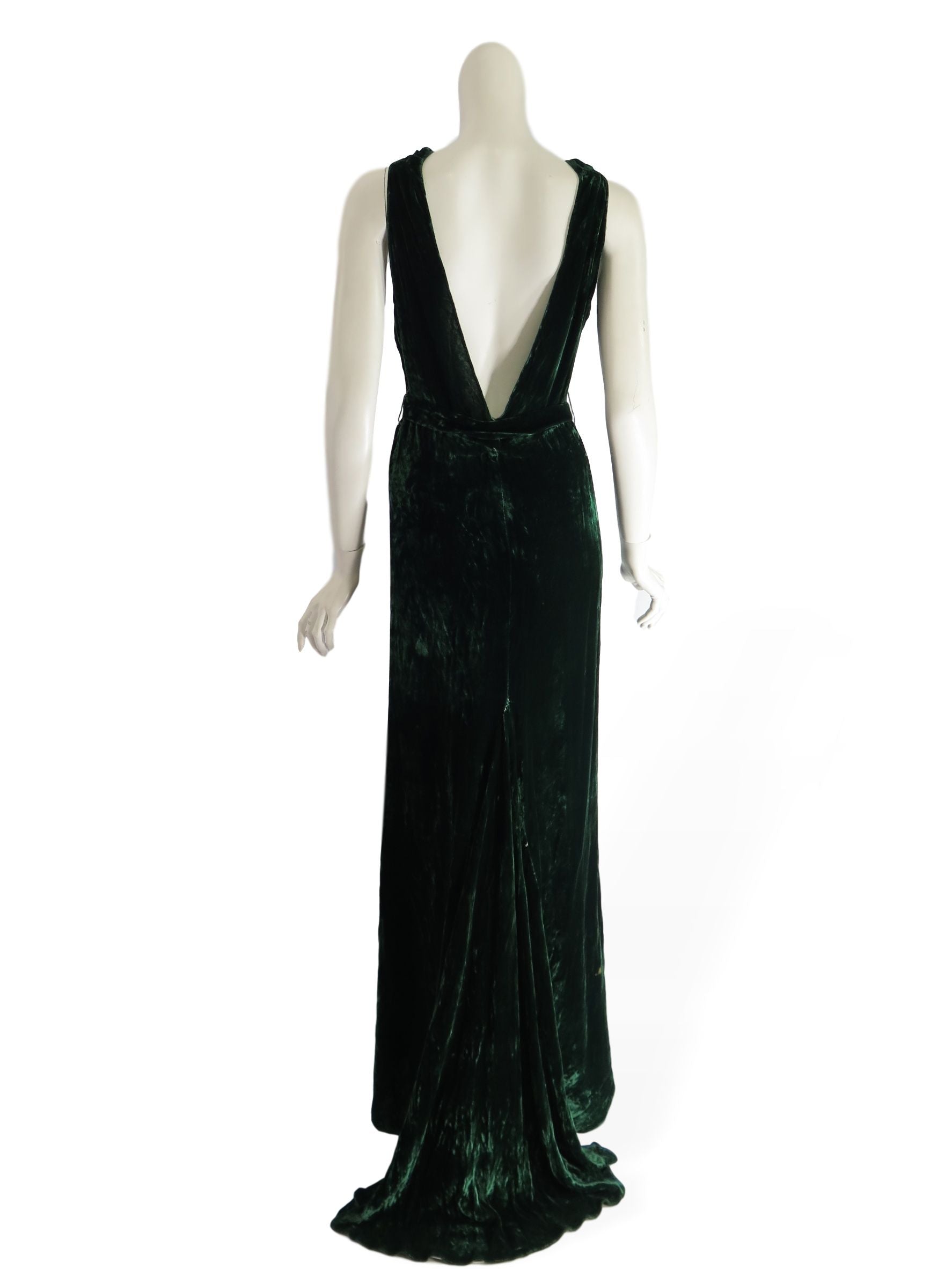 Green Velvet Beaded Long Prom Dress, A-line Beautiful Evening Party Dr