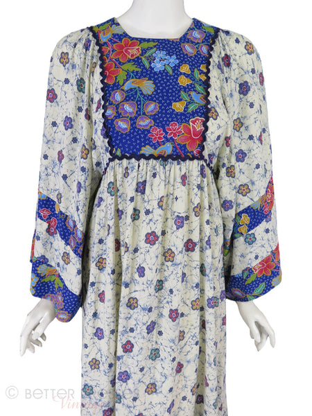 70s Arpeja Batik Caftan Maxi - close