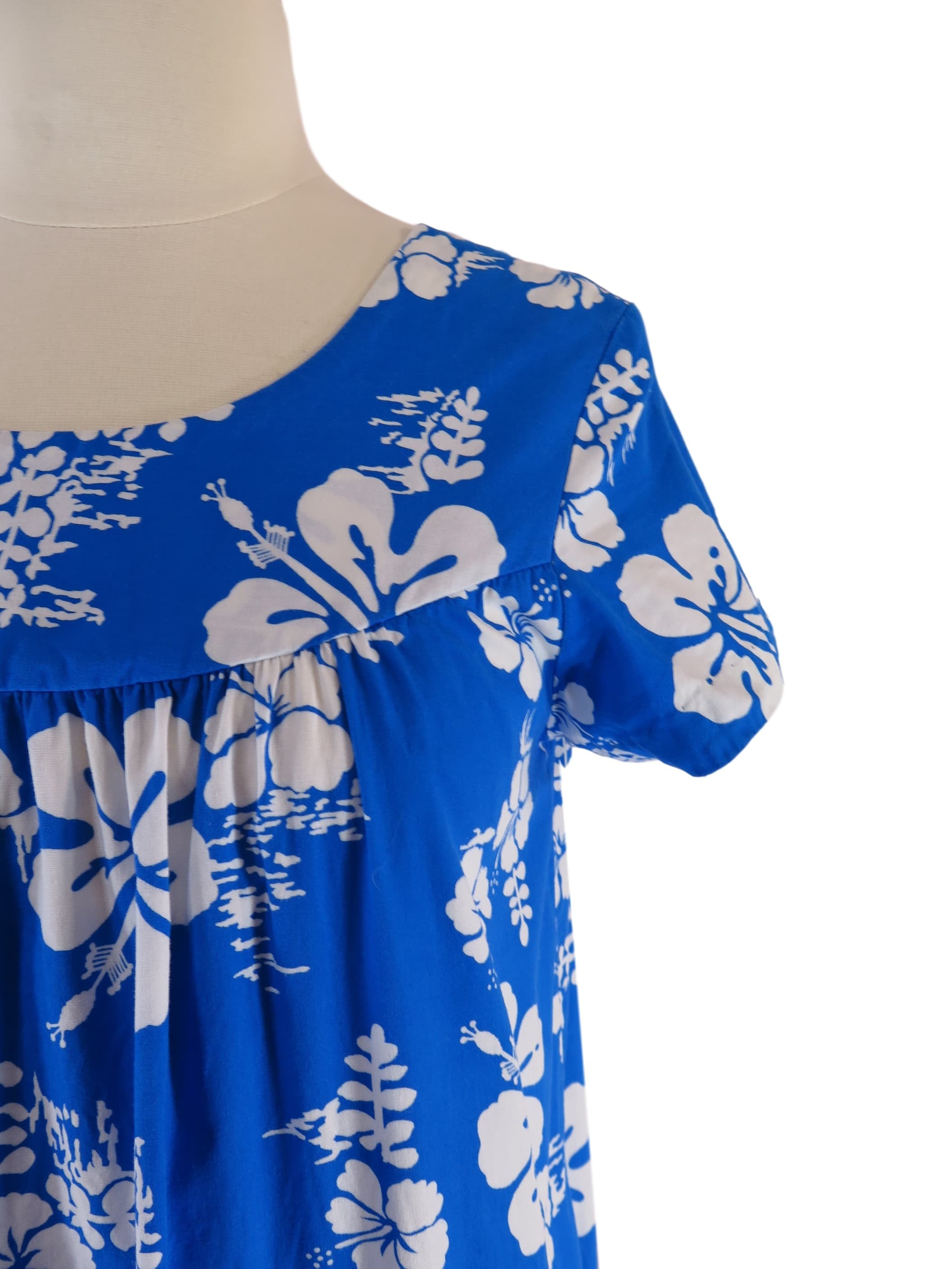 70s Blue Cotton Hawaiian Dress Mu'u Mu'u - sm, med Better Dresses Vintage 70s Blue Cotton Hawaiian Dress Mu'u Mu'u - sm, med Better Dresses Vintage