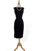 Vintage 1950s Sheath Dress in Black Velvet