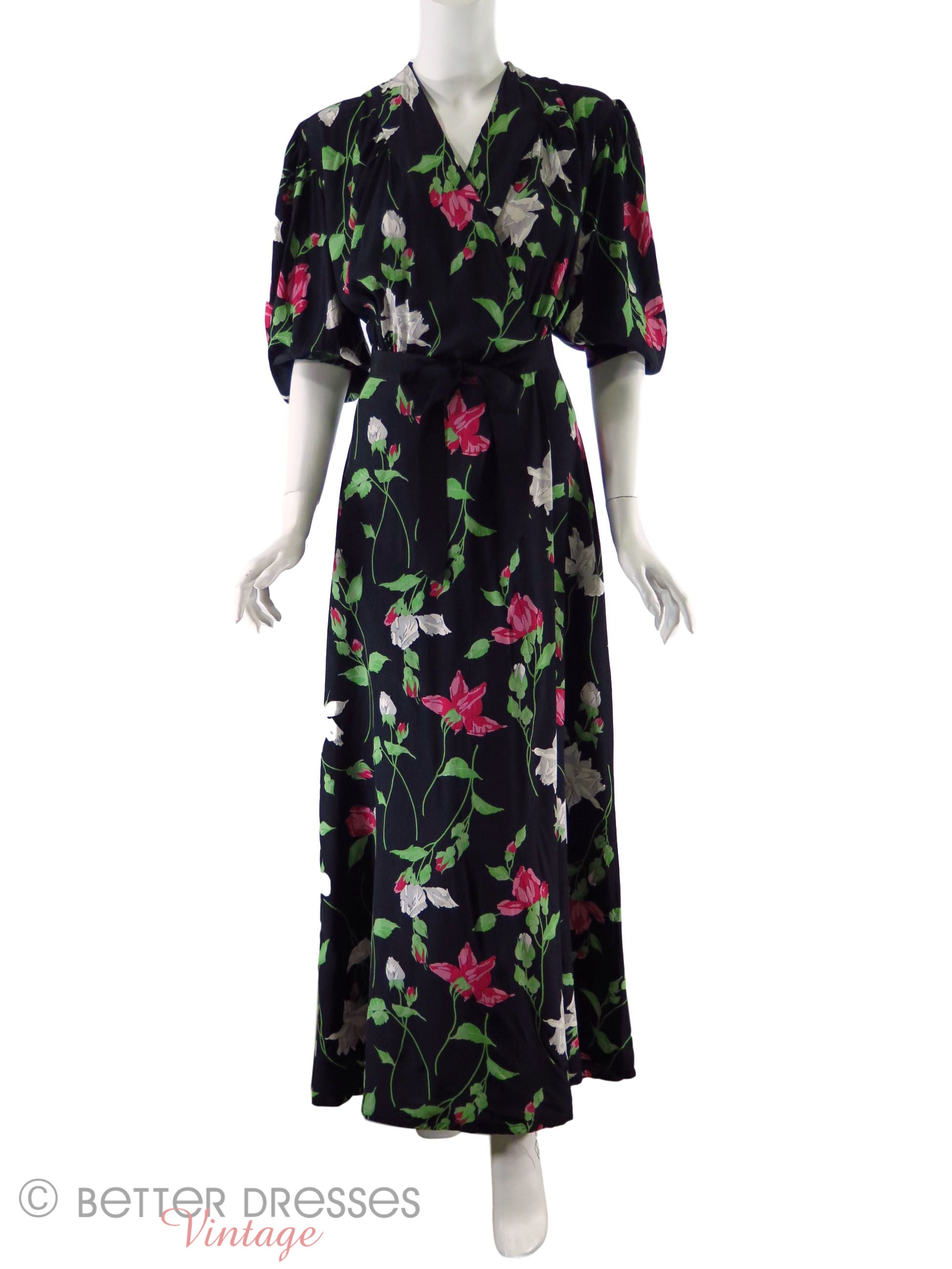 30s/40s Floral Rayon Dressing Gown – Better Dresses Vintage