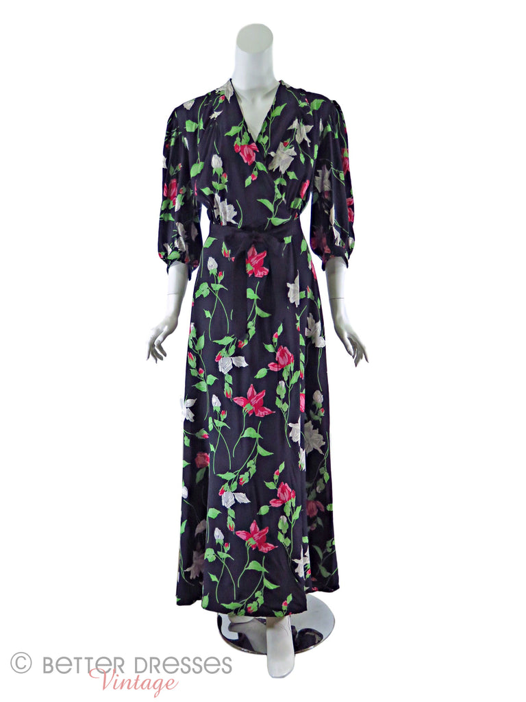 30s/40s Floral Rayon Dressing Gown – Better Dresses Vintage