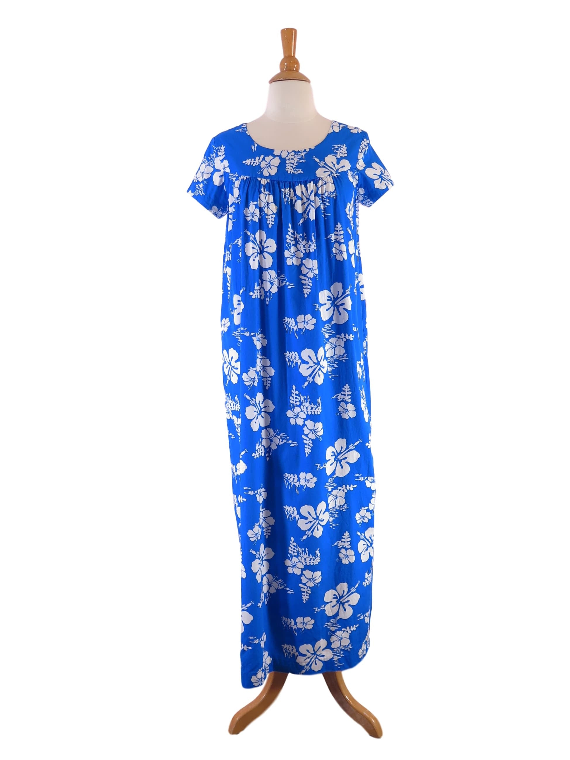 70s Blue Cotton Hawaiian Dress Mu'u Mu'u - sm, med Better Dresses Vintage 70s Blue Cotton Hawaiian Dress Mu'u Mu'u - sm, med Better Dresses Vintage